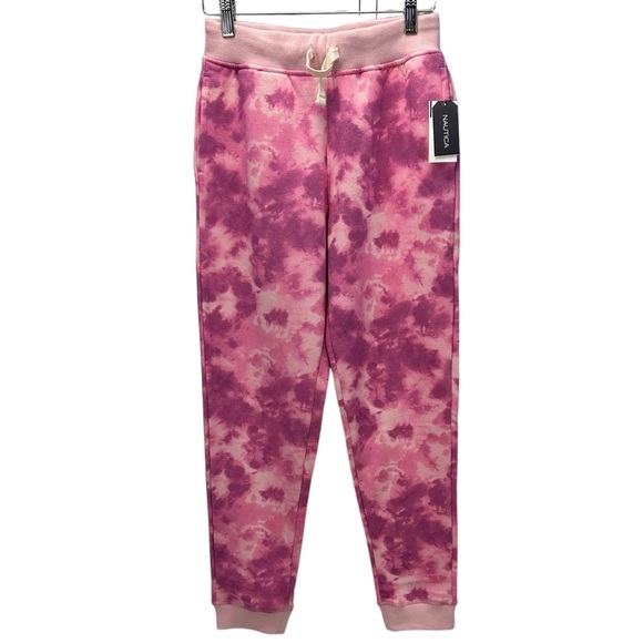 Nautica Girls Drawstring Elastic Waist Pink Camo Print Lounge Jogger Pants - XL - Picture 1 of 8